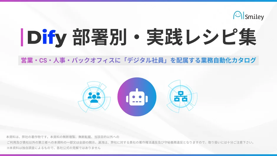 Dify 部署別・実践レシピ集 営業・CS・人事・バックオフィスに「デジタル社員」を配属する業務自動化カタログ