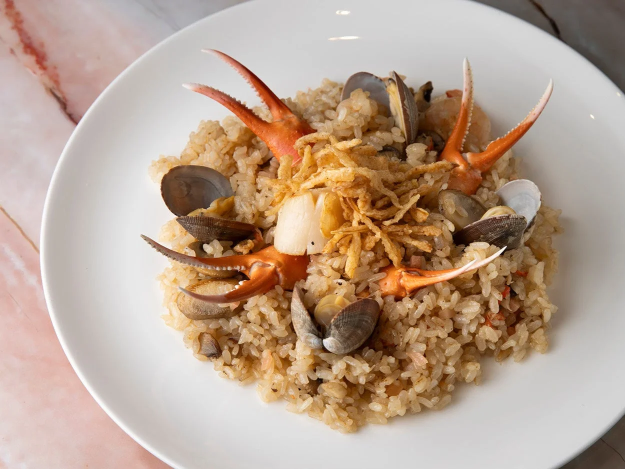 シーフードリゾットまたはパエリア