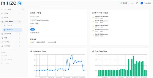 パイプライン情報と統計画面